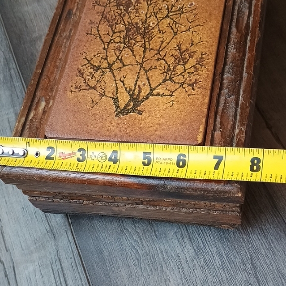 Vintage Wooden Jewelry Box with Tree Design Treasure Box - Picture 7 of 12